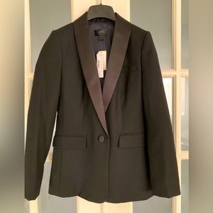 Tuxedo satin collar black blazer in Italian suiting wool